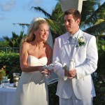 Cheesey smile for wedding photo